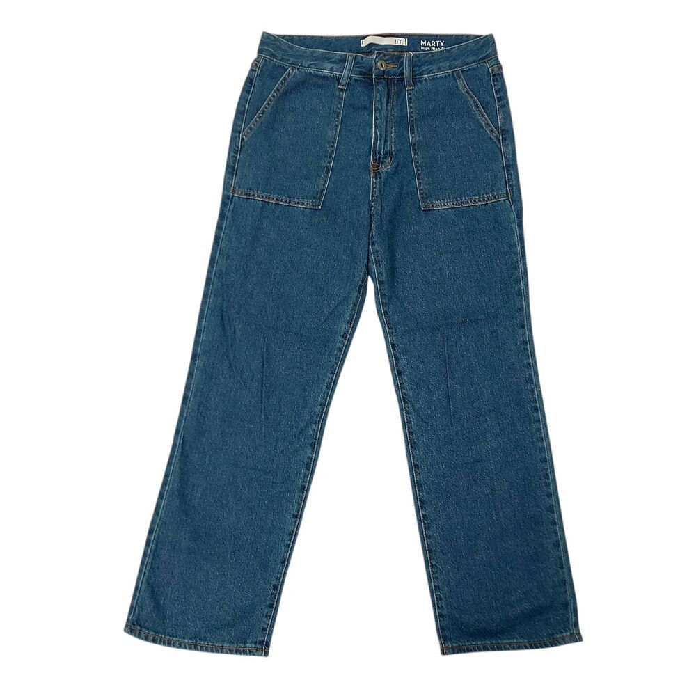 iT Marty Jeans Womens 6 Blue 100% Cotton High Rise Straight Ankle Preppy Denim